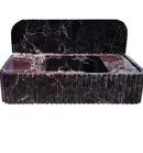 Rosso Levanto Marble Fluted Wall Mount Sink 8 Inch Backsplash by GobekDesign