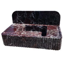 Rosso Levanto Marble Wall-mount Bathroom Sink Fluted Front with 8" Backsplash by GobekDesign