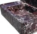 Rosso Levanto Marble Fluted Wall Mount Sink 8 Inch Backsplash by GobekDesign