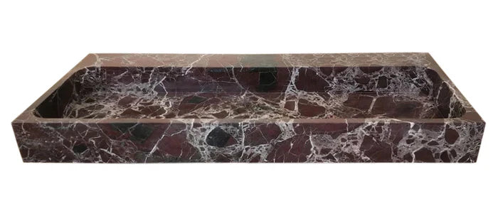 Rosso Levanto Marble Rectangular Wall-Mount Sink 20 x 48 x 5 by GobekDesign