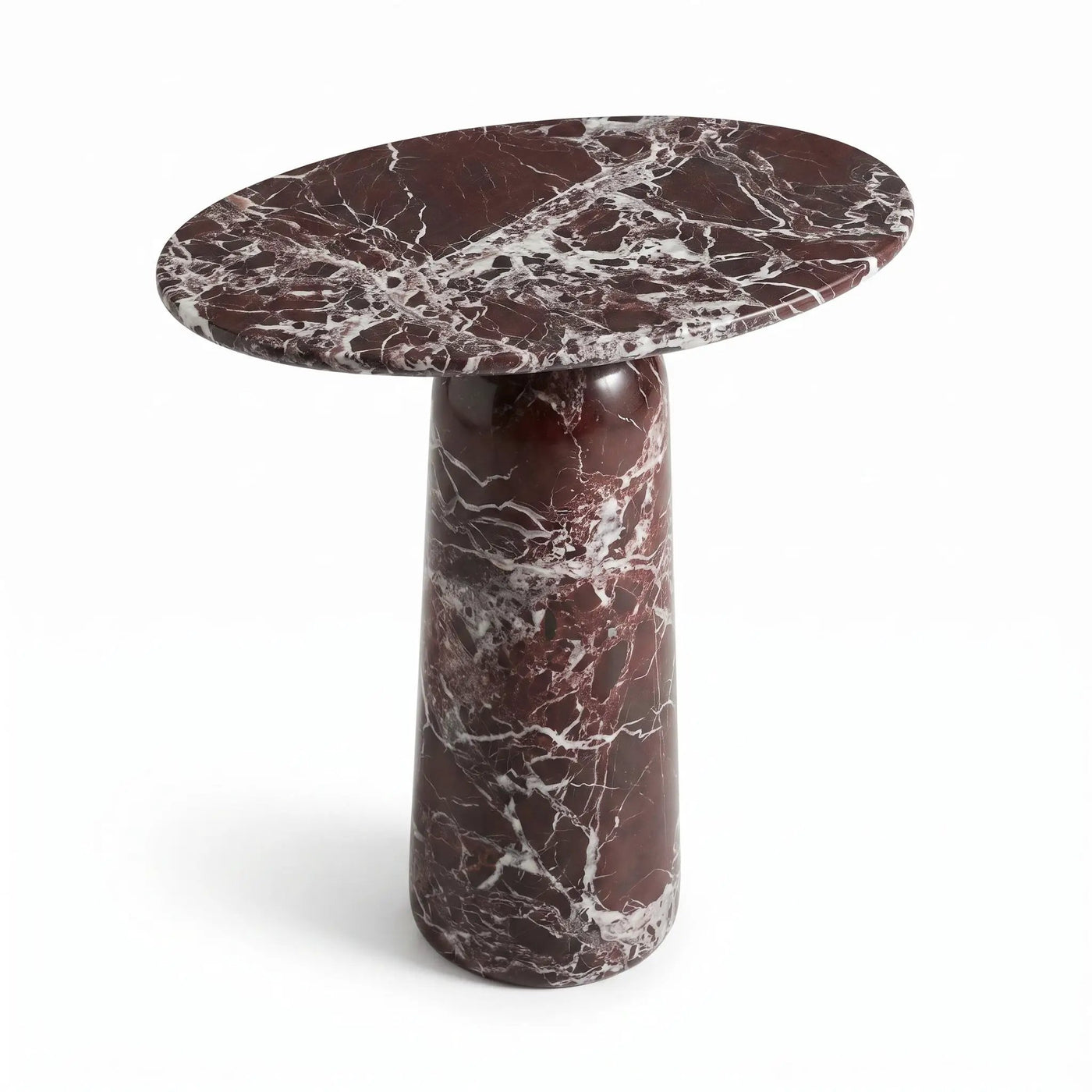 Rosso Levanto Marble Designer Side Table - Polished D12xL17xH20 Inches by GobekDesign
