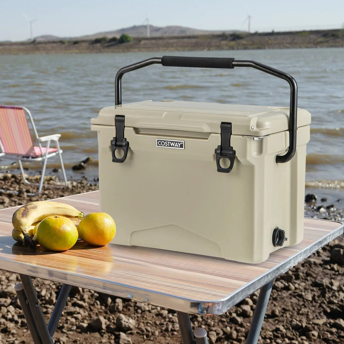 25 QT Hard Cooler with Aluminum Handle and Integrated Cup Holders by DirectDeals