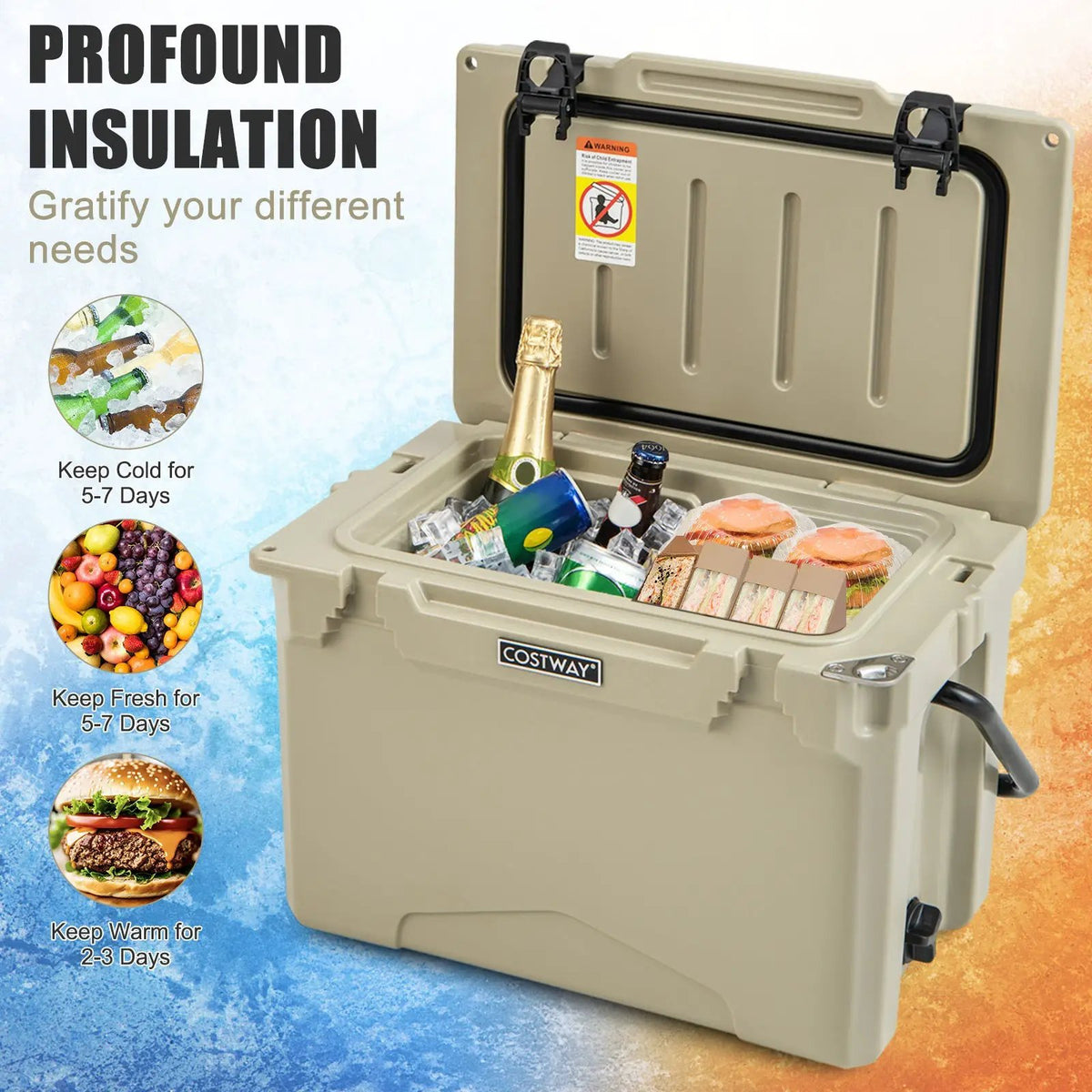 25 QT Hard Cooler with Aluminum Handle and Integrated Cup Holders by DirectDeals