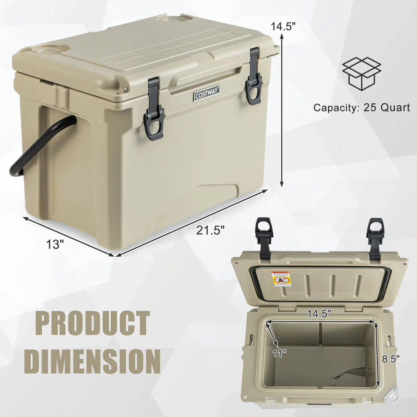 25 QT Hard Cooler with Aluminum Handle and Integrated Cup Holders by DirectDeals