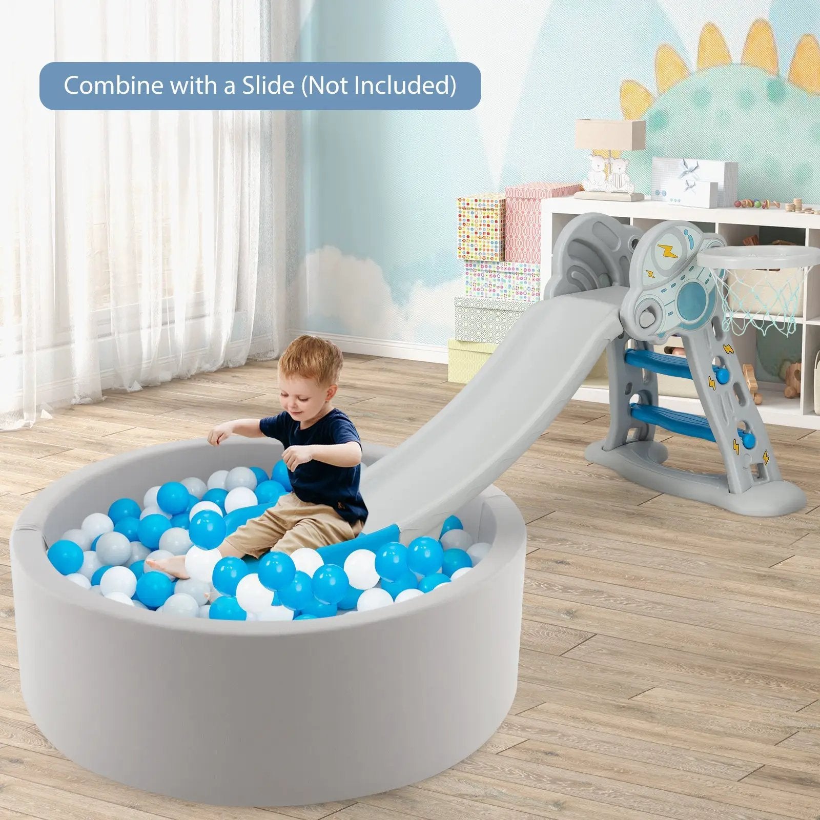 Kiddie Baby Playpen with 200 Ocean Balls and Storage Bag-Gray by DirectDeals