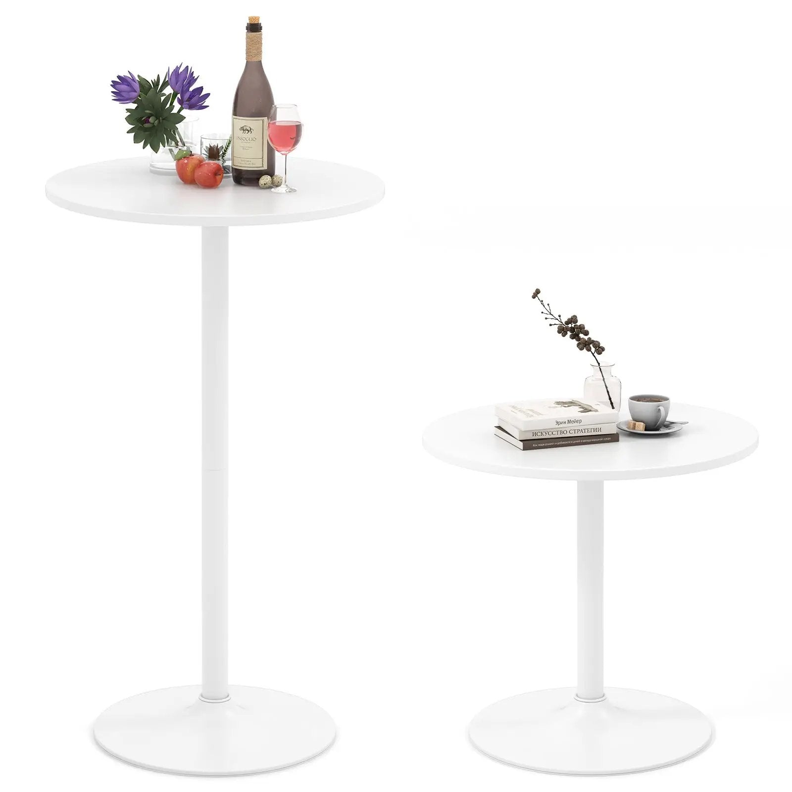 Round Bistro Table 40 Inch Bar Height Tall Coffee Cocktail Table by DirectDeals