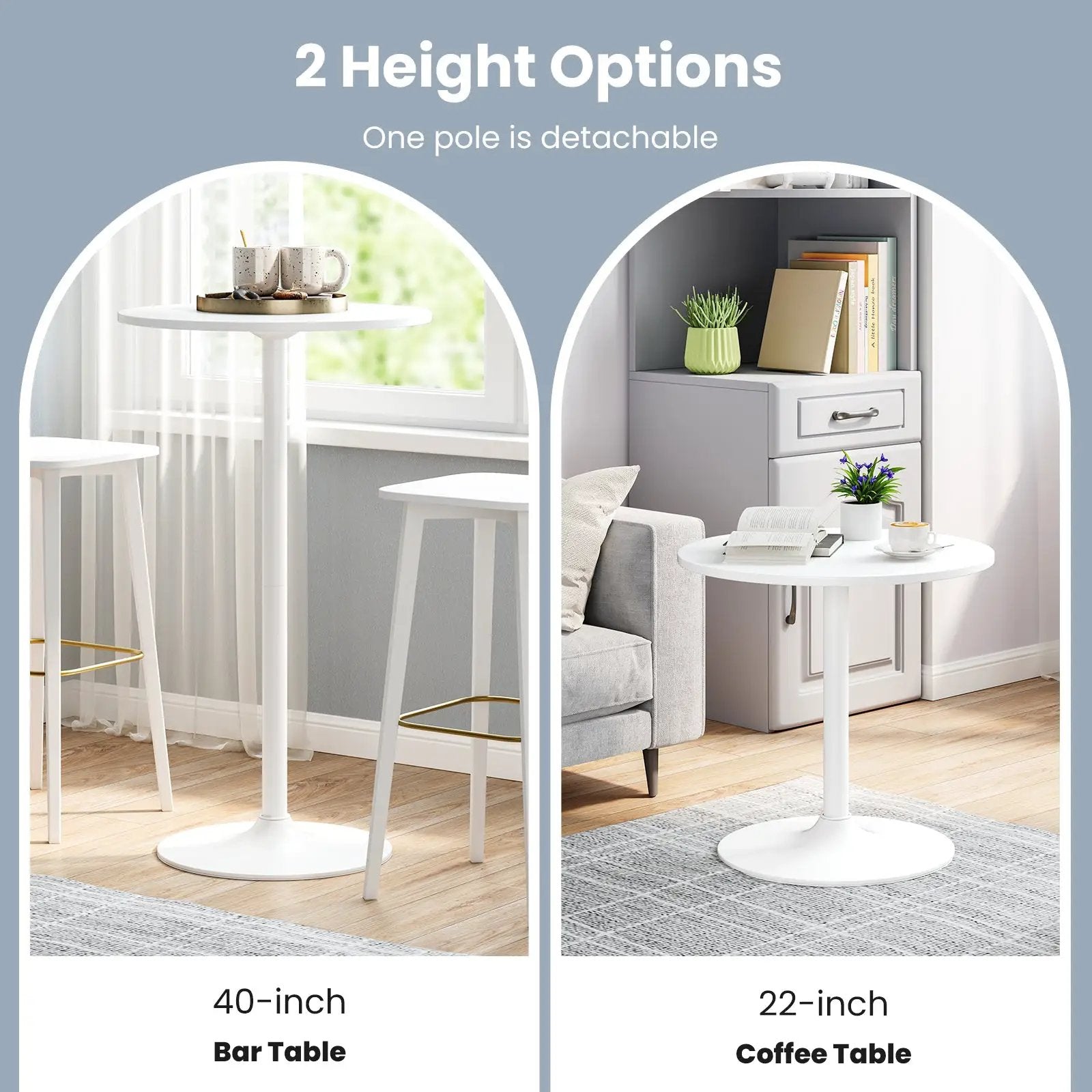 Round Bistro Table 40 Inch Bar Height Tall Coffee Cocktail Table by DirectDeals