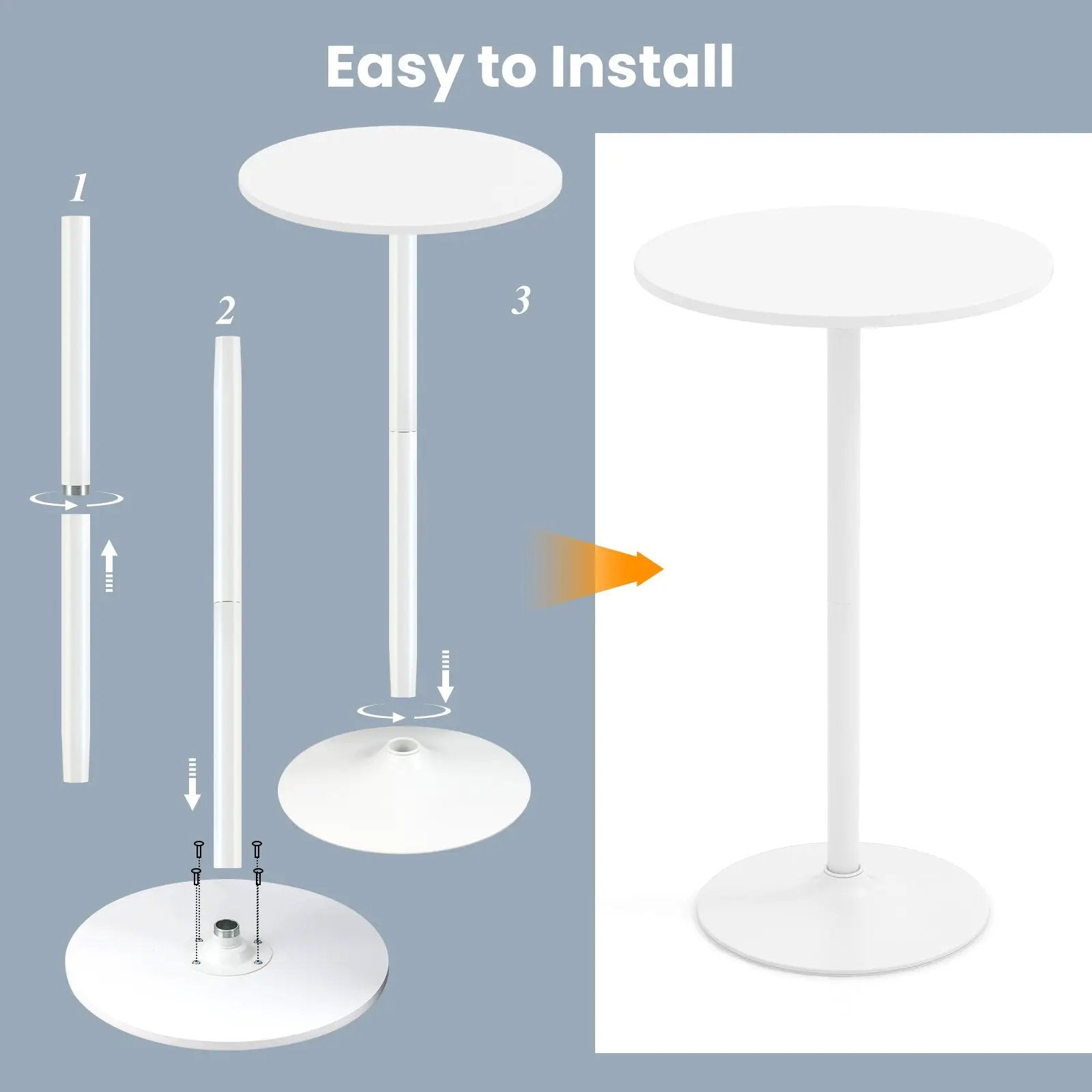 Round Bistro Table 40 Inch Bar Height Tall Coffee Cocktail Table by DirectDeals