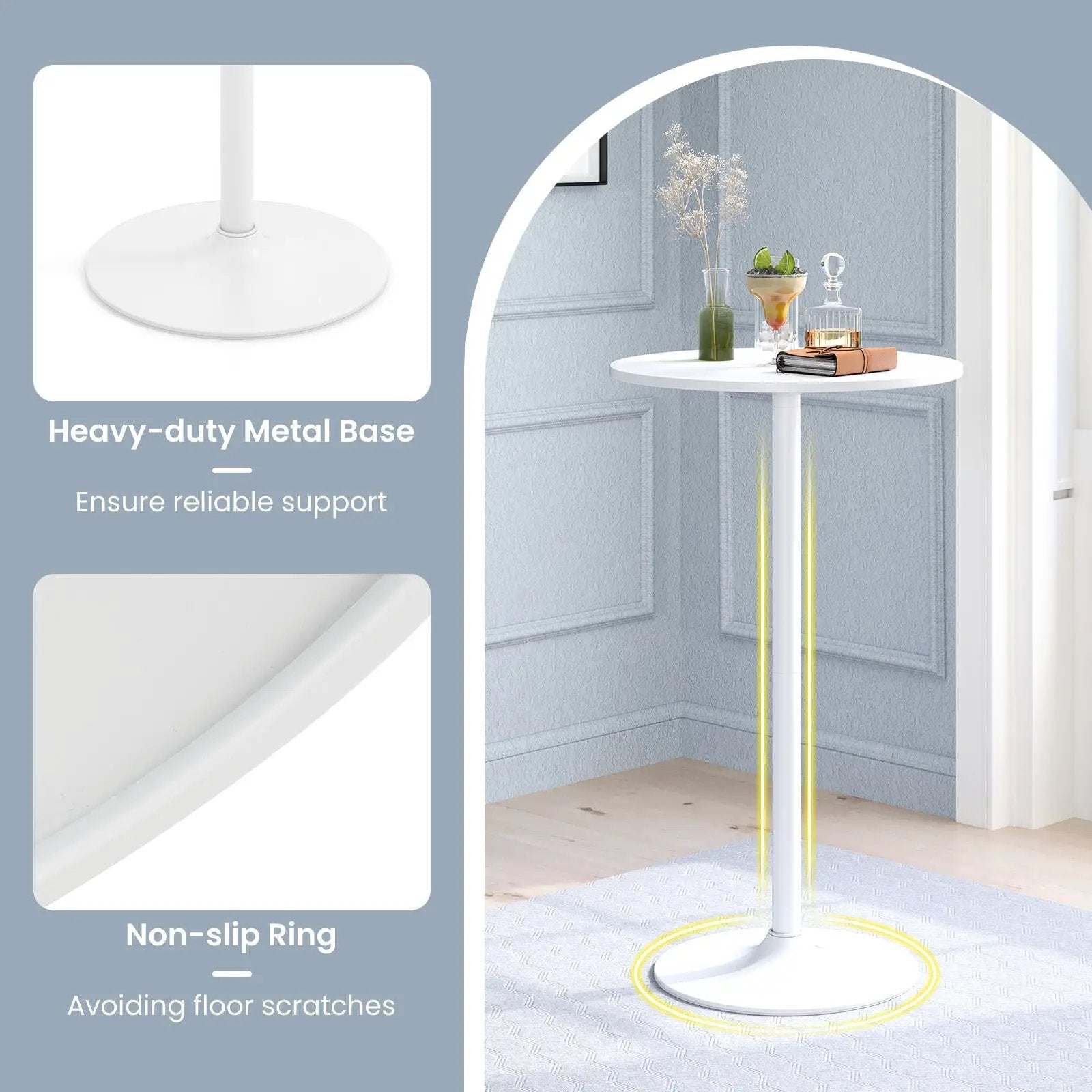 Round Bistro Table 40 Inch Bar Height Tall Coffee Cocktail Table by DirectDeals