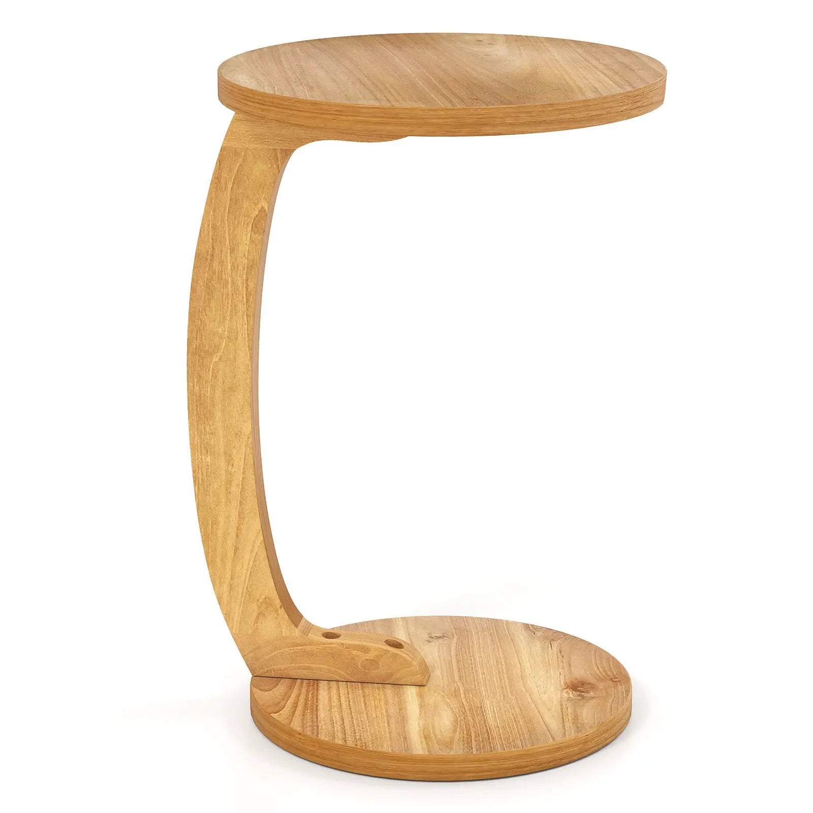 24 Inch Round C-shaped Side Table with Thickened Top and Sturdy Base by DirectDeals