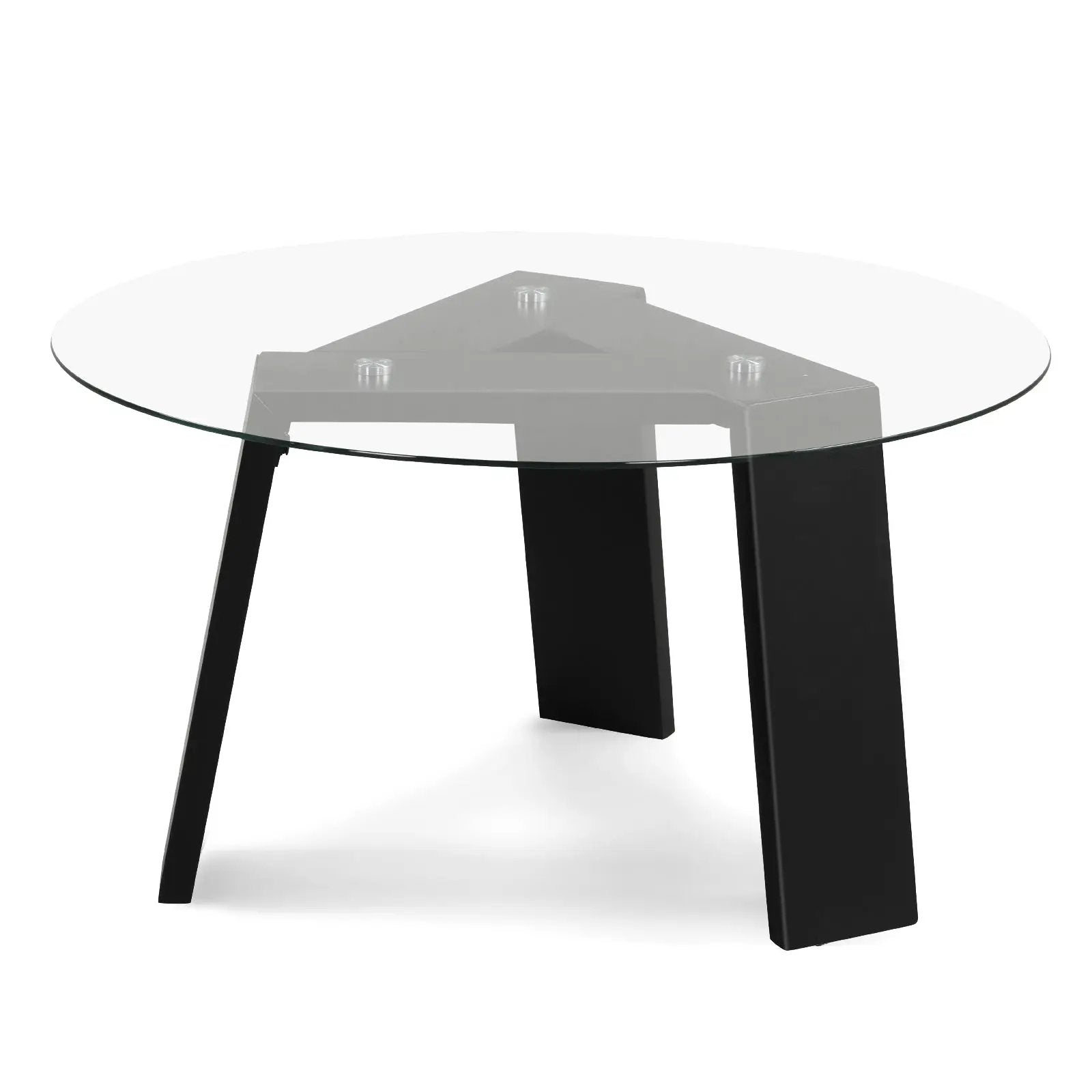 29.5 Inch Round Glass Coffee Table with Solid Rubber Wood Legs for Living Room Home Office Small Space-Black by DirectDeals