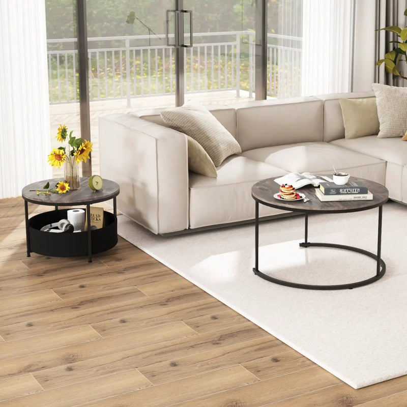 Round Coffee Table Set of 2 by DirectDeals