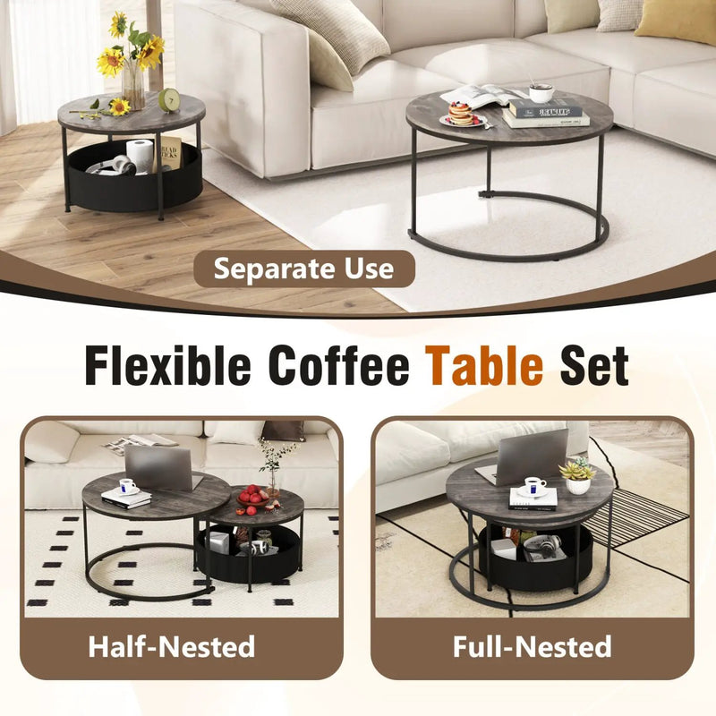 Round Coffee Table Set of 2 by DirectDeals