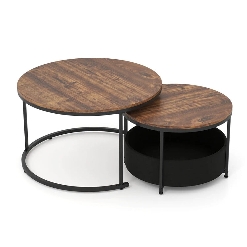 Round Coffee Table Set of 2 by DirectDeals