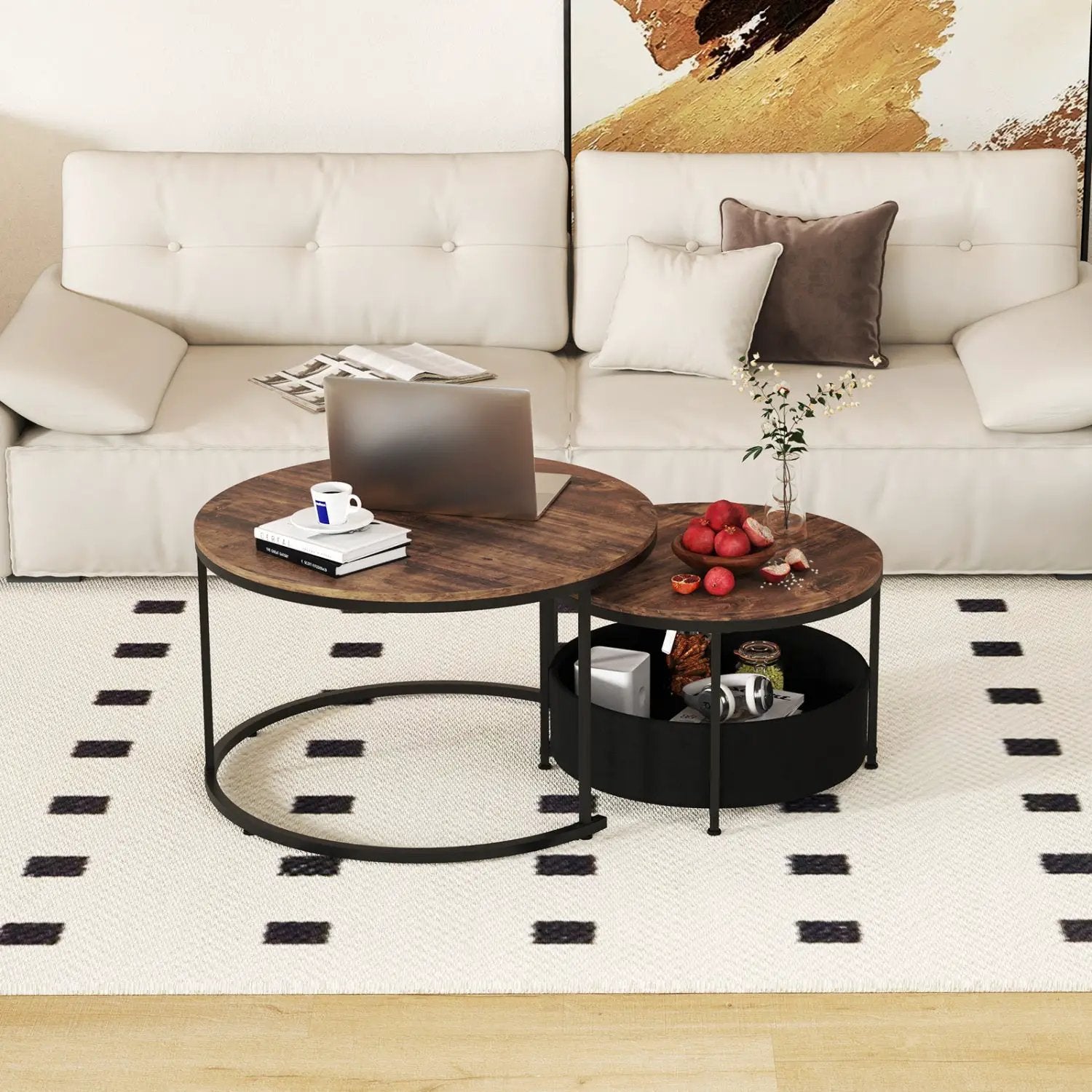 Round Coffee Table Set of 2 by DirectDeals