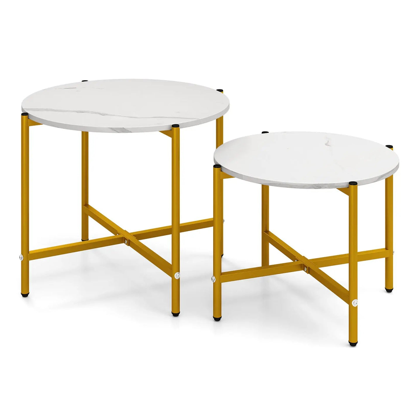 Round Coffee Table Set of 2 with Heavy-Duty Metal Frame by DirectDeals