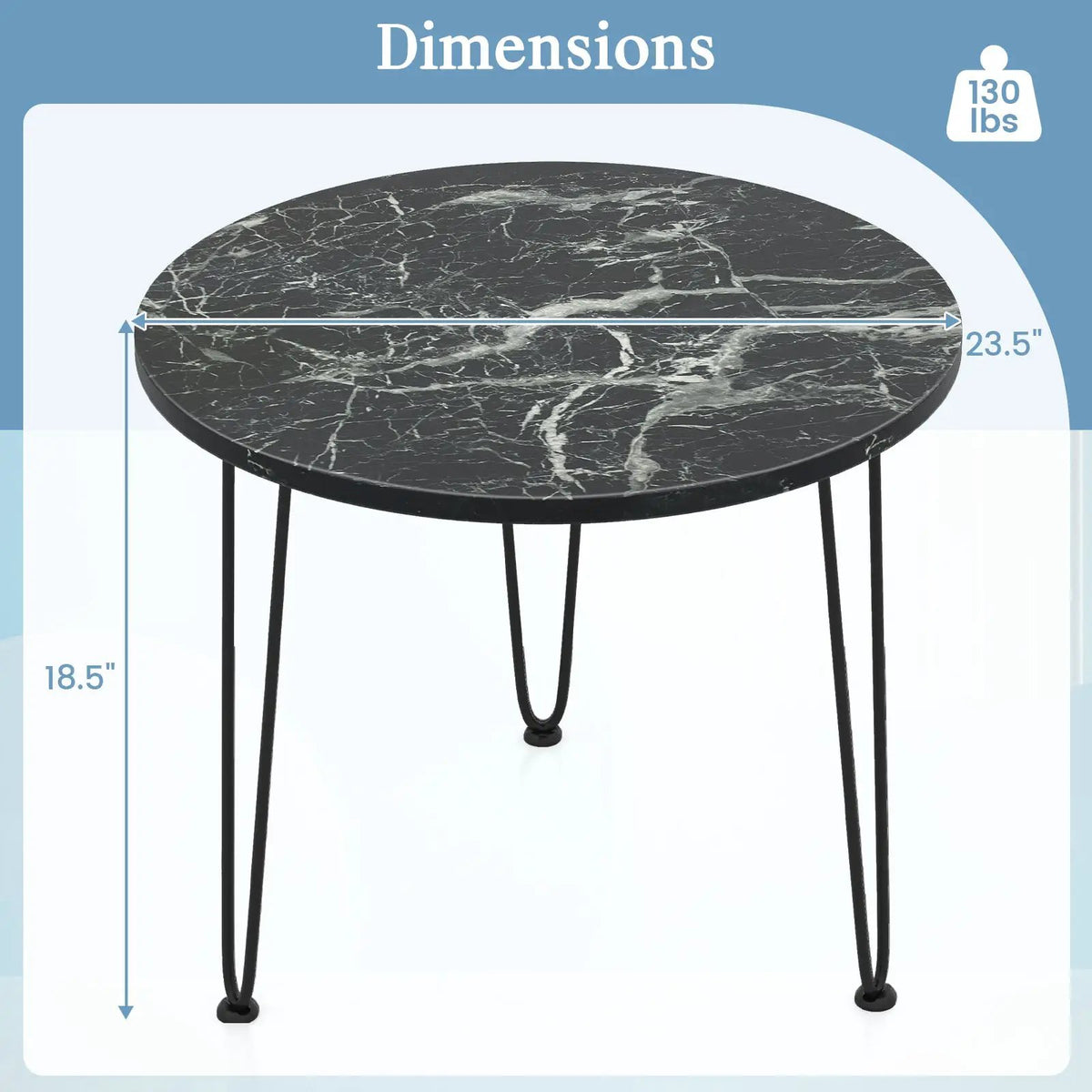 Round Coffee Table with Thickened Tabletop and Metal Tripod Legs by DirectDeals