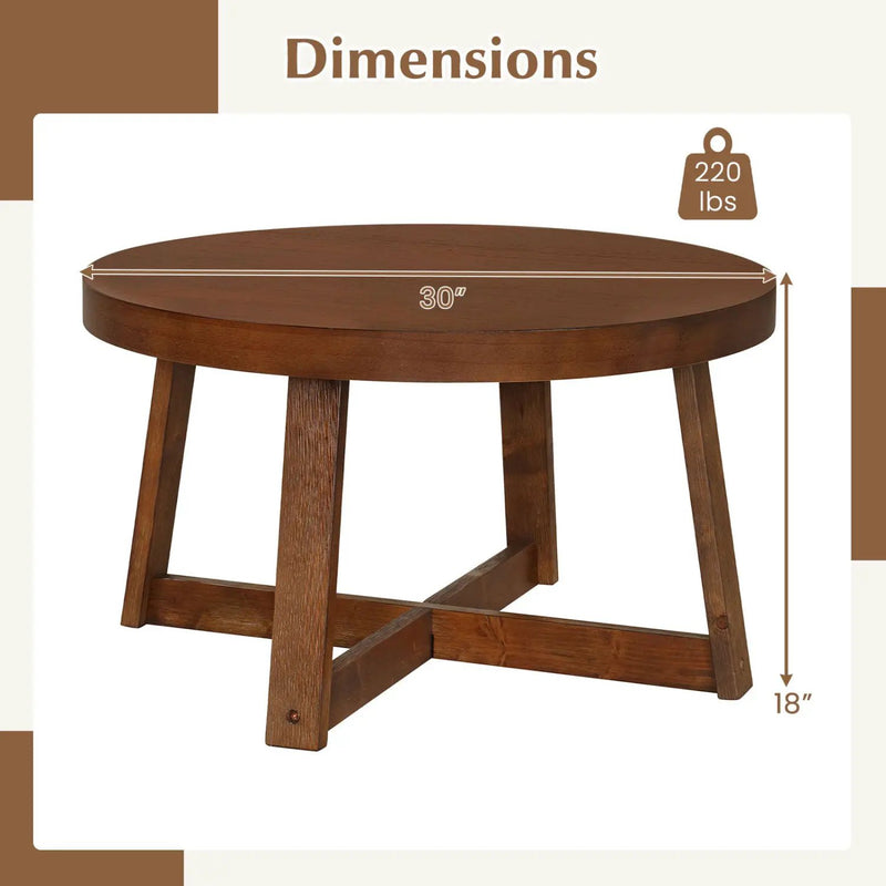 Round Coffee Table 30 Inch with Solid Wood Legs by DirectDeals