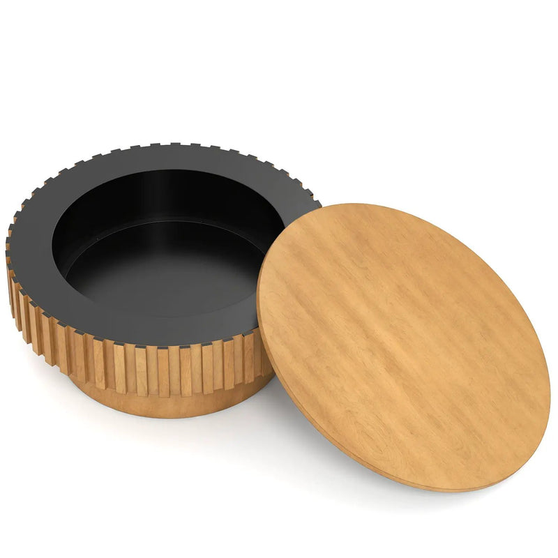 Round Coffee Table with Storage Modern Wooden Drum Coffee Table with Hidden Compartment by DirectDeals