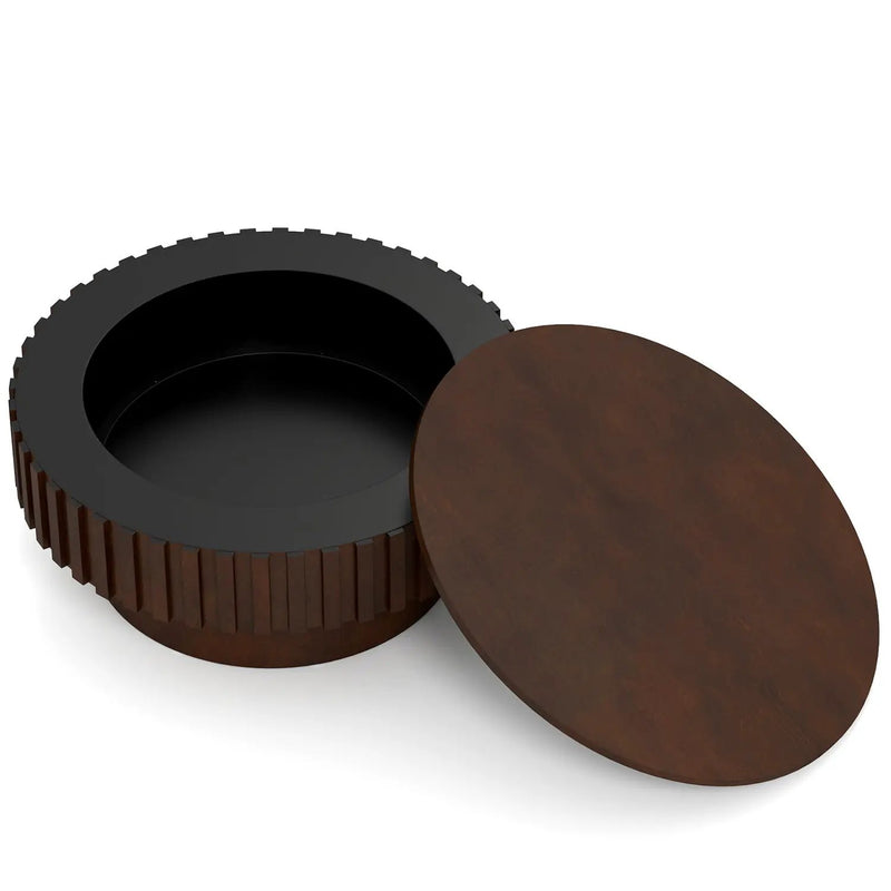 Round Coffee Table with Storage Modern Wooden Drum Coffee Table with Hidden Compartment by DirectDeals