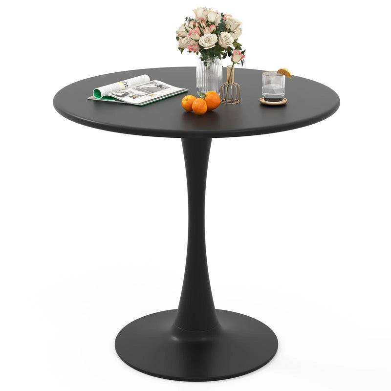 31.5 Inch Round Dining Table with Anti-Slip PP Ring-Black by DirectDeals