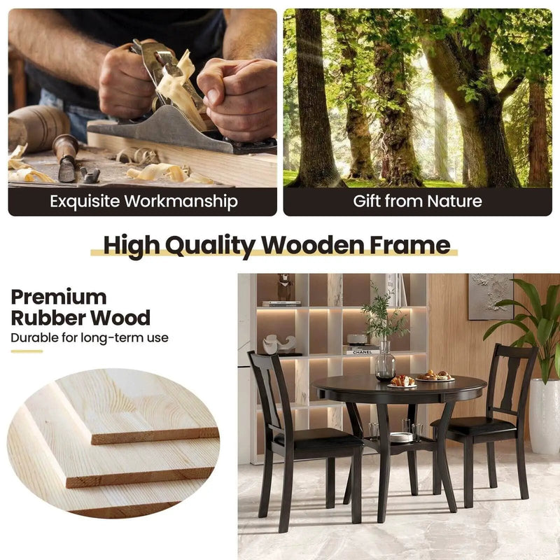 5-Piece Round Dining Table Set Wooden Kitchen Modern Table and 4 Chairs by DirectDeals