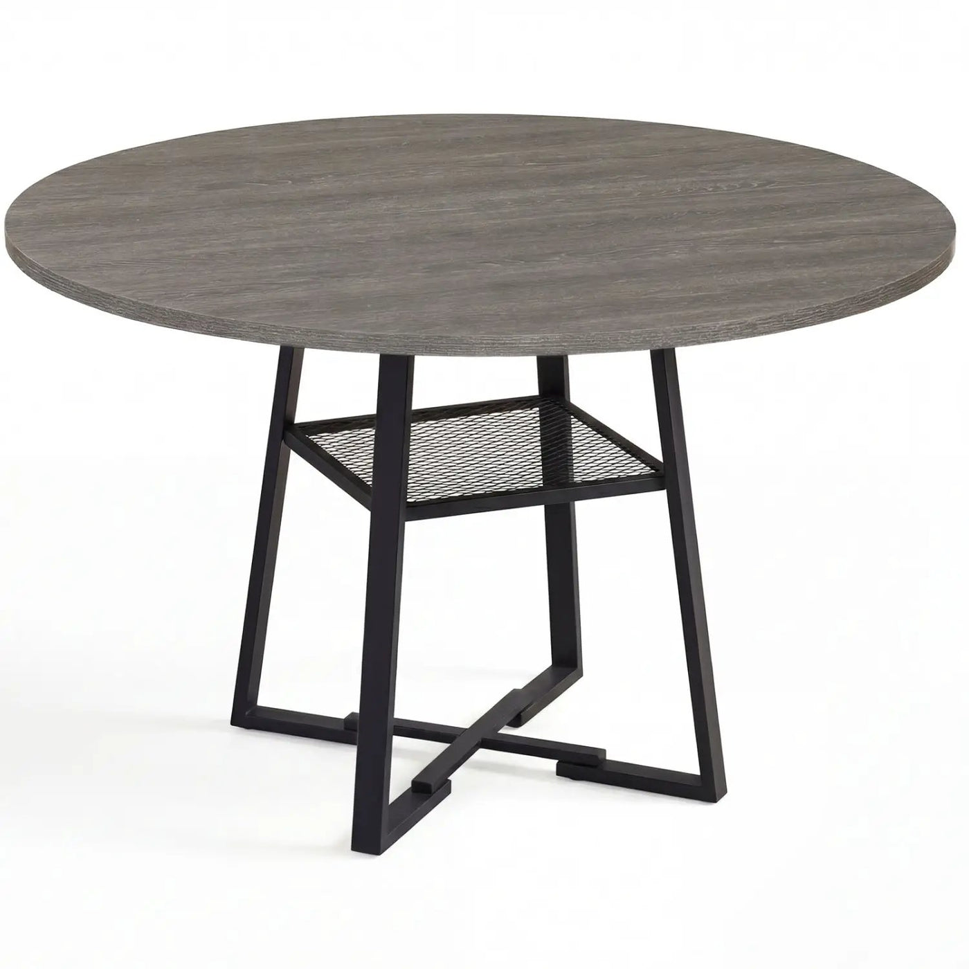 Round Dining Table for 4-6 with Storage Shelf and Metal Legs by DirectDeals
