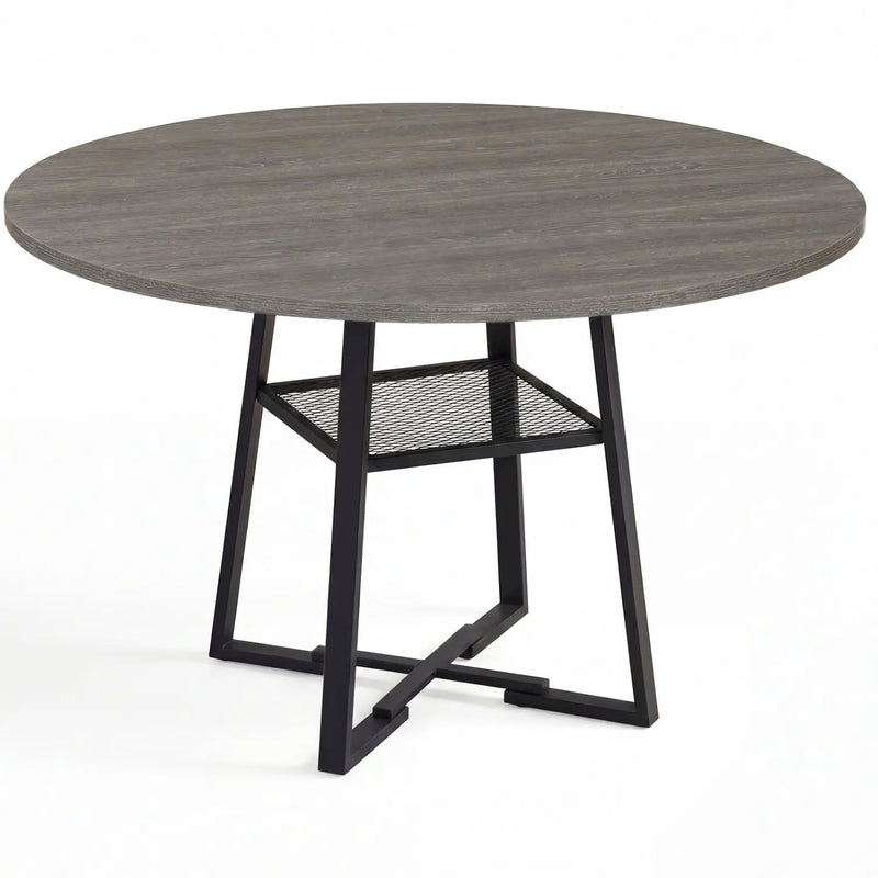 Round Dining Table for 4-6 with Storage Shelf and Metal Legs by DirectDeals