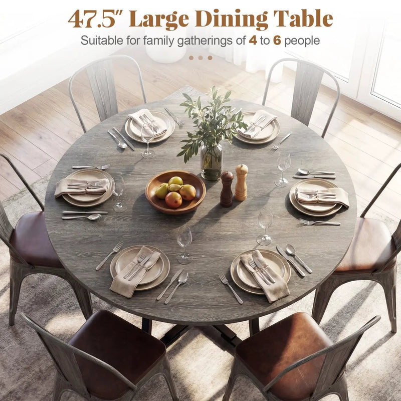 Round Dining Table for 4-6 with Storage Shelf and Metal Legs by DirectDeals