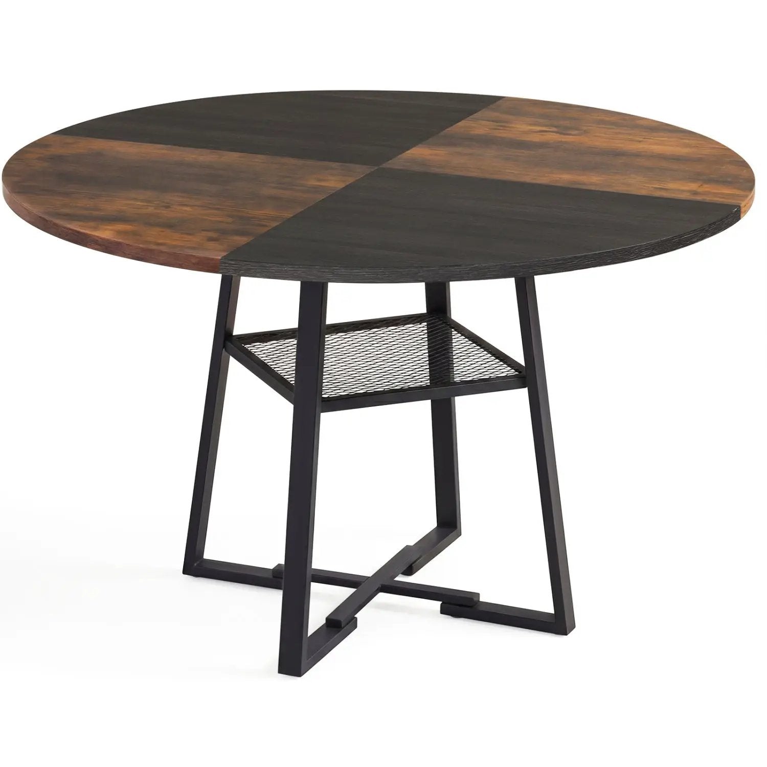 Round Dining Table for 4-6 with Storage Shelf and Metal Legs by DirectDeals
