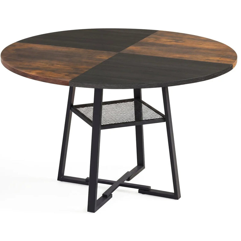 Round Dining Table for 4-6 with Storage Shelf and Metal Legs by DirectDeals