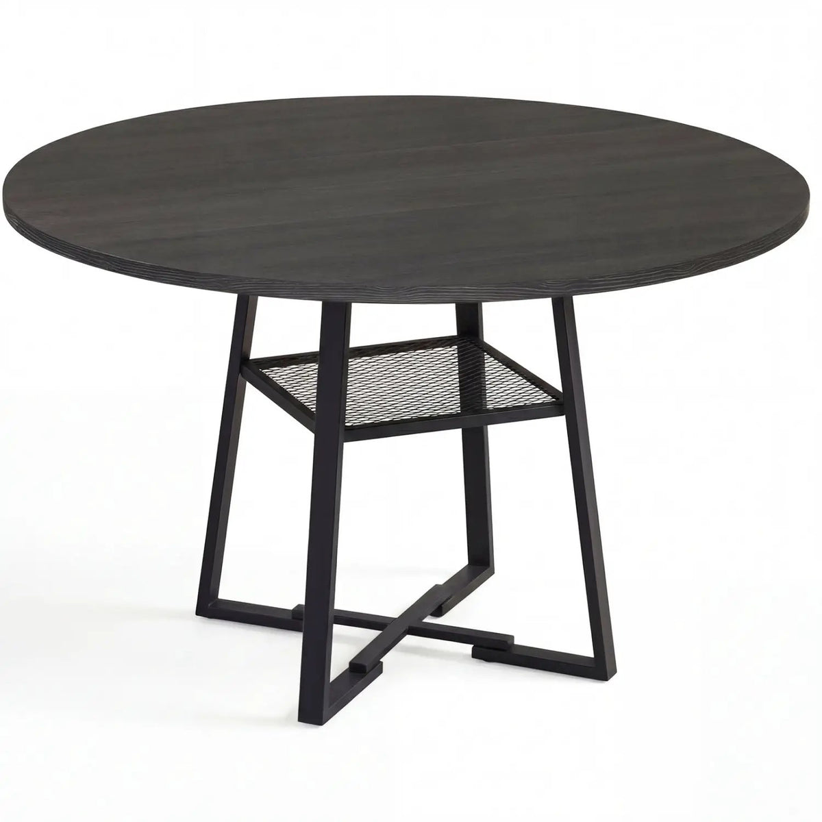 Round Dining Table for 4-6 with Storage Shelf and Metal Legs by DirectDeals