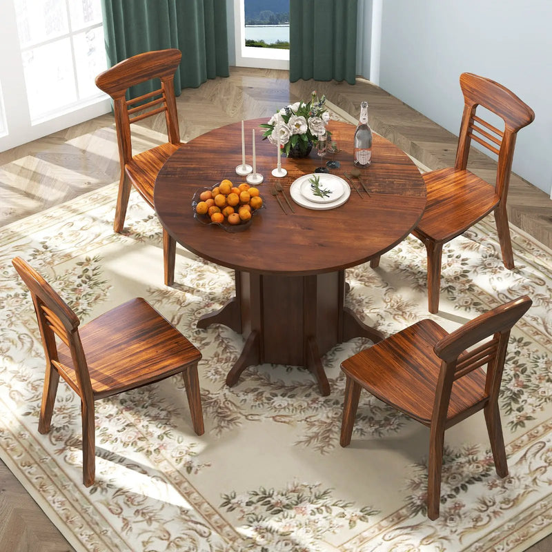 Round Dining Table with Pedestal Base for 4-6 People-Walnut by DirectDeals