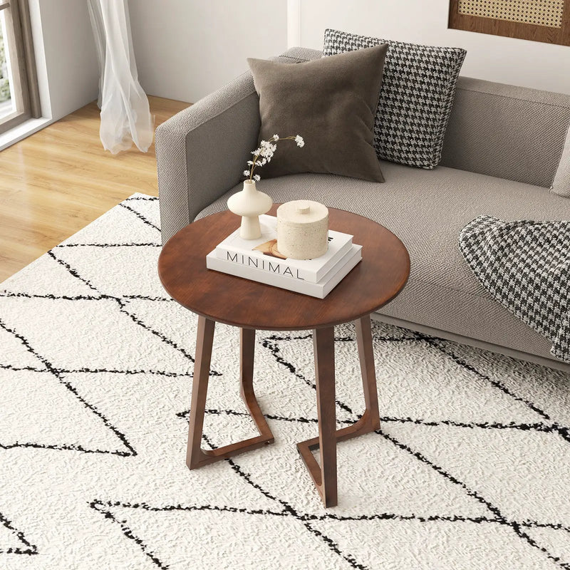 24 Inch Round End Table with Adjustable Foot Pads Natural by DirectDeals