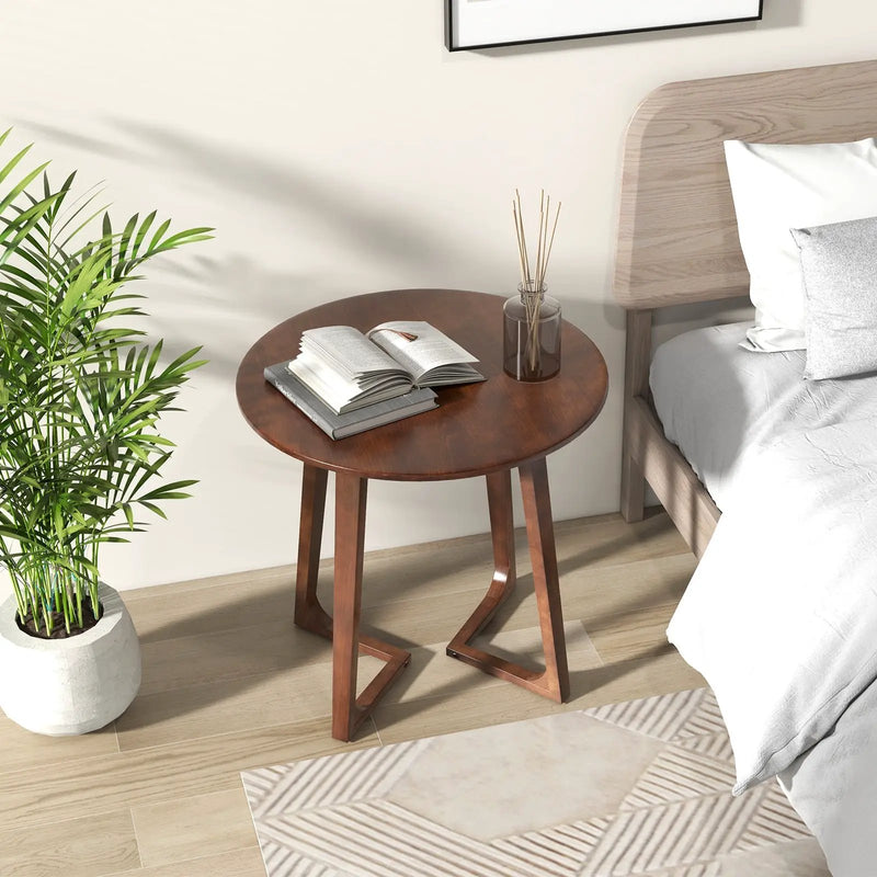 24 Inch Round End Table with Adjustable Foot Pads Natural by DirectDeals