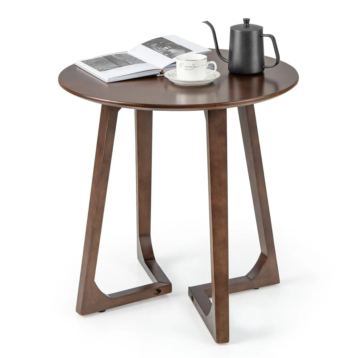 24 Inch Round End Table with Adjustable Foot Pads Natural by DirectDeals
