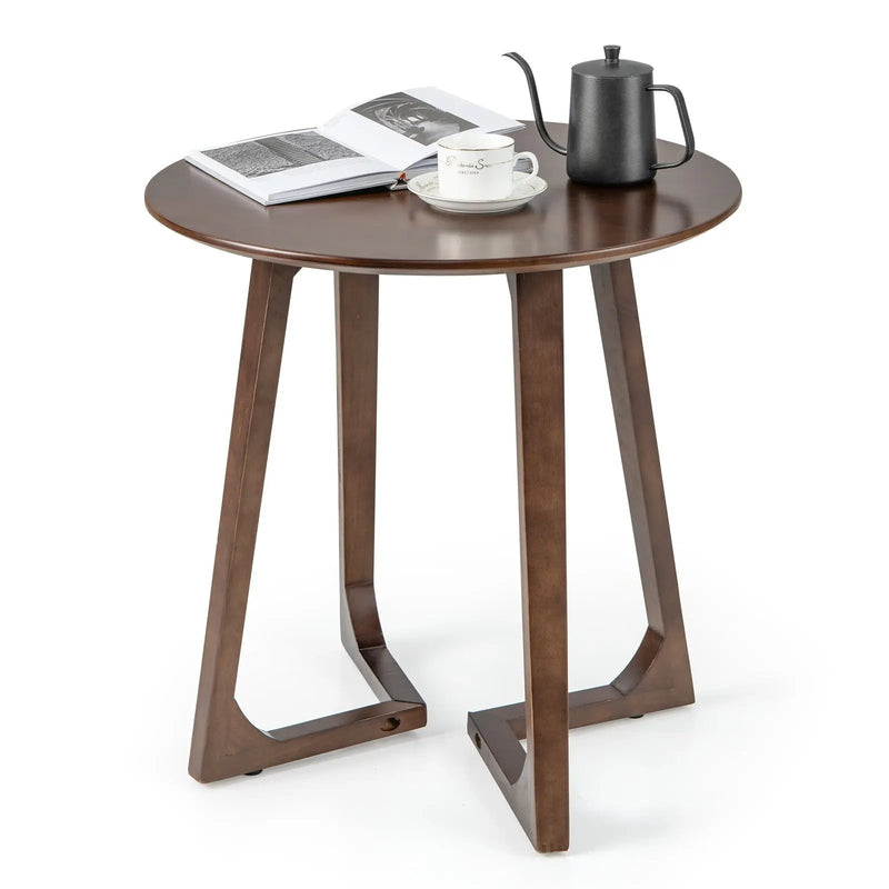 24 Inch Round End Table with Adjustable Foot Pads Natural by DirectDeals