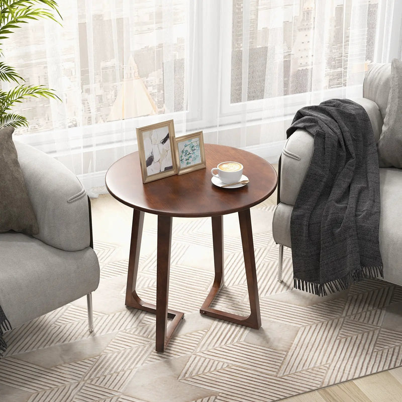 24 Inch Round End Table with Adjustable Foot Pads Natural by DirectDeals