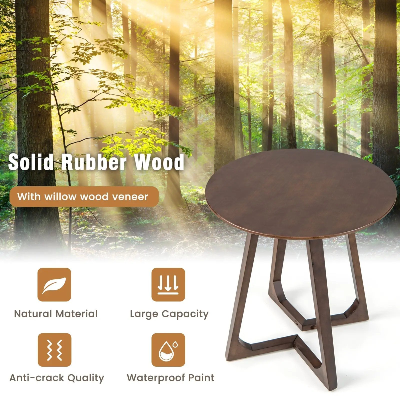24 Inch Round End Table with Adjustable Foot Pads Natural by DirectDeals