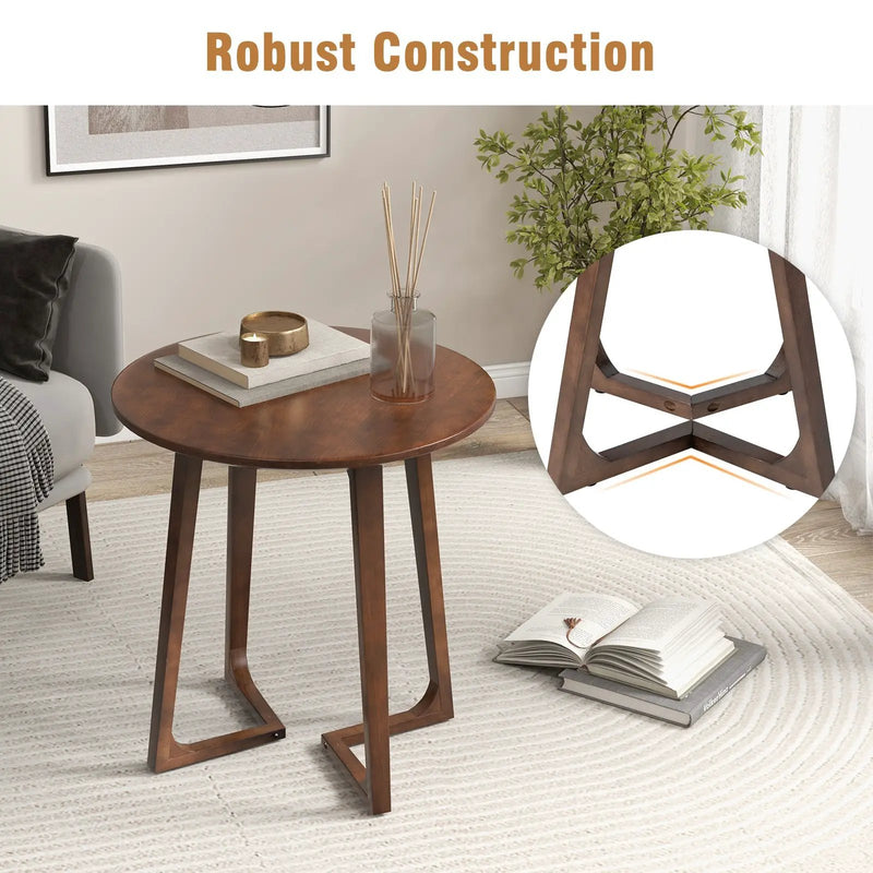 24 Inch Round End Table with Adjustable Foot Pads Natural by DirectDeals