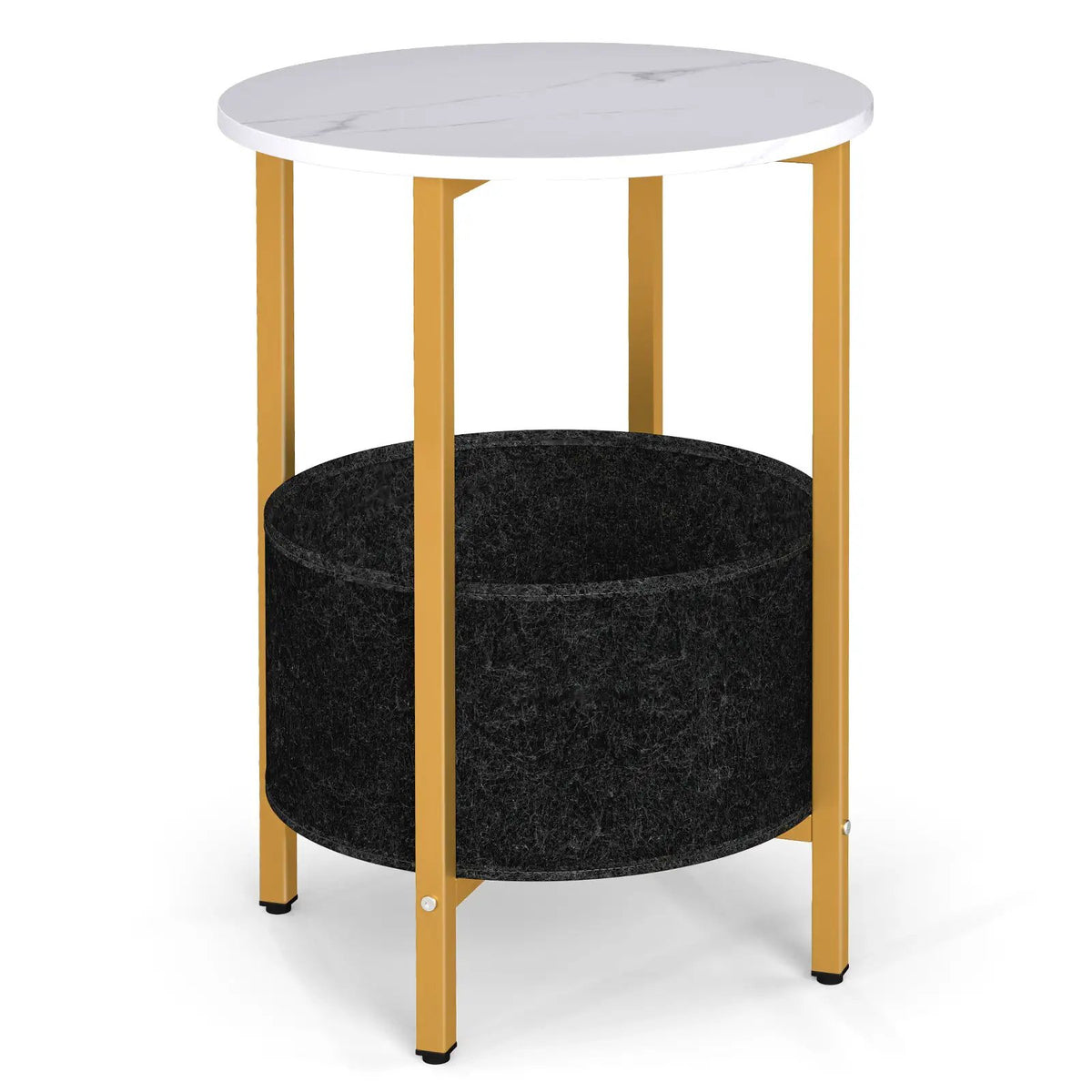 Round End Table 2-Tier Side Table with Removable Fabric Basket and Metal Frame by DirectDeals