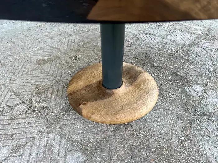 Custom Round Epoxy Resin Walnut Dining - Kitchen Table With Wood Base by Gizz