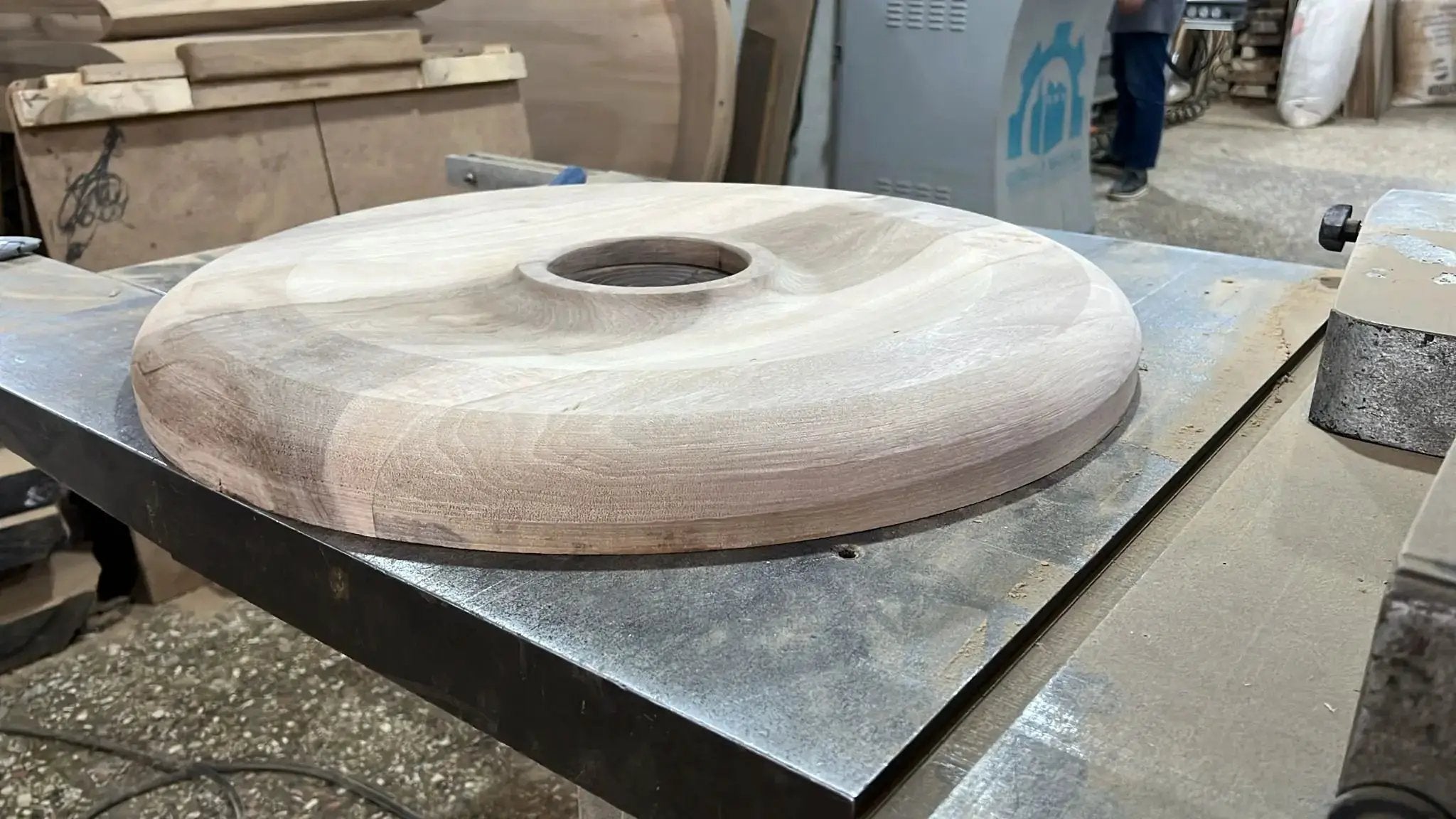 Custom Round Epoxy Resin Walnut Dining - Kitchen Table With Wood Base by Gizz