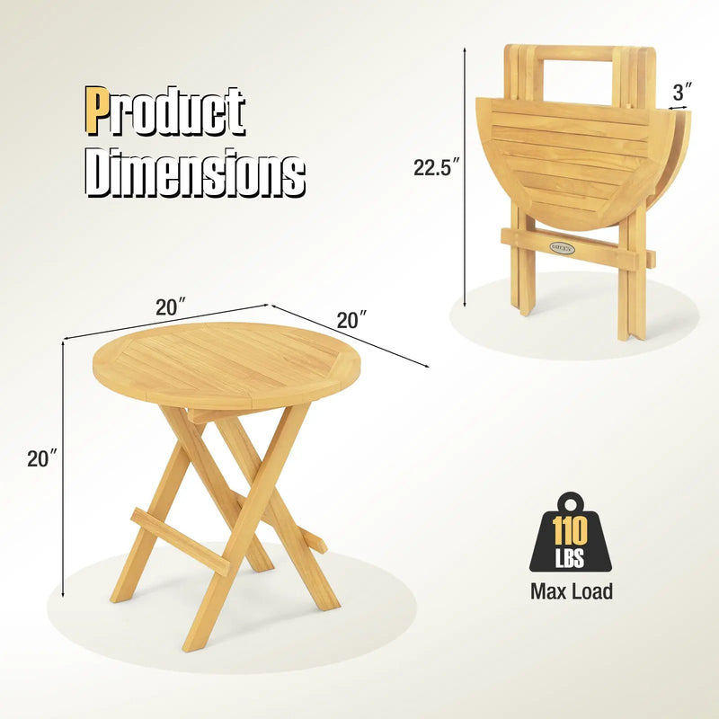 Portable and Compact Outdoor End Table with X-shaped Legs and Slatted Tabletop by DirectDeals