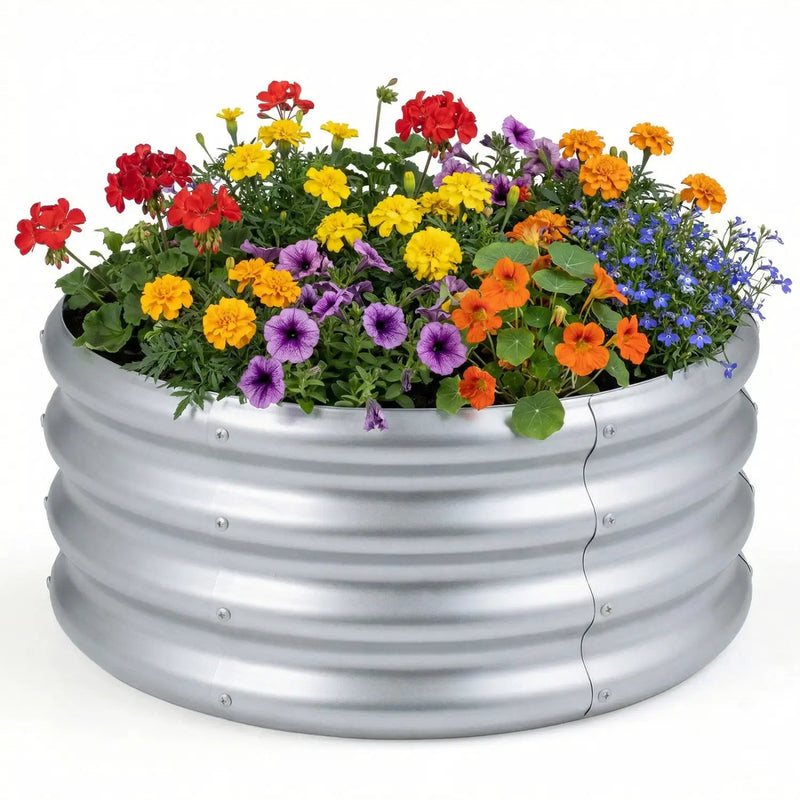 Round Galvanized Raised Garden Bed with Open-Ended Base by DirectDeals