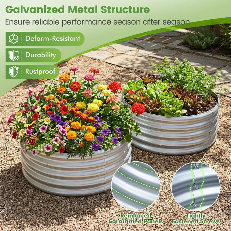 Round Galvanized Raised Garden Bed with Open-Ended Base by DirectDeals