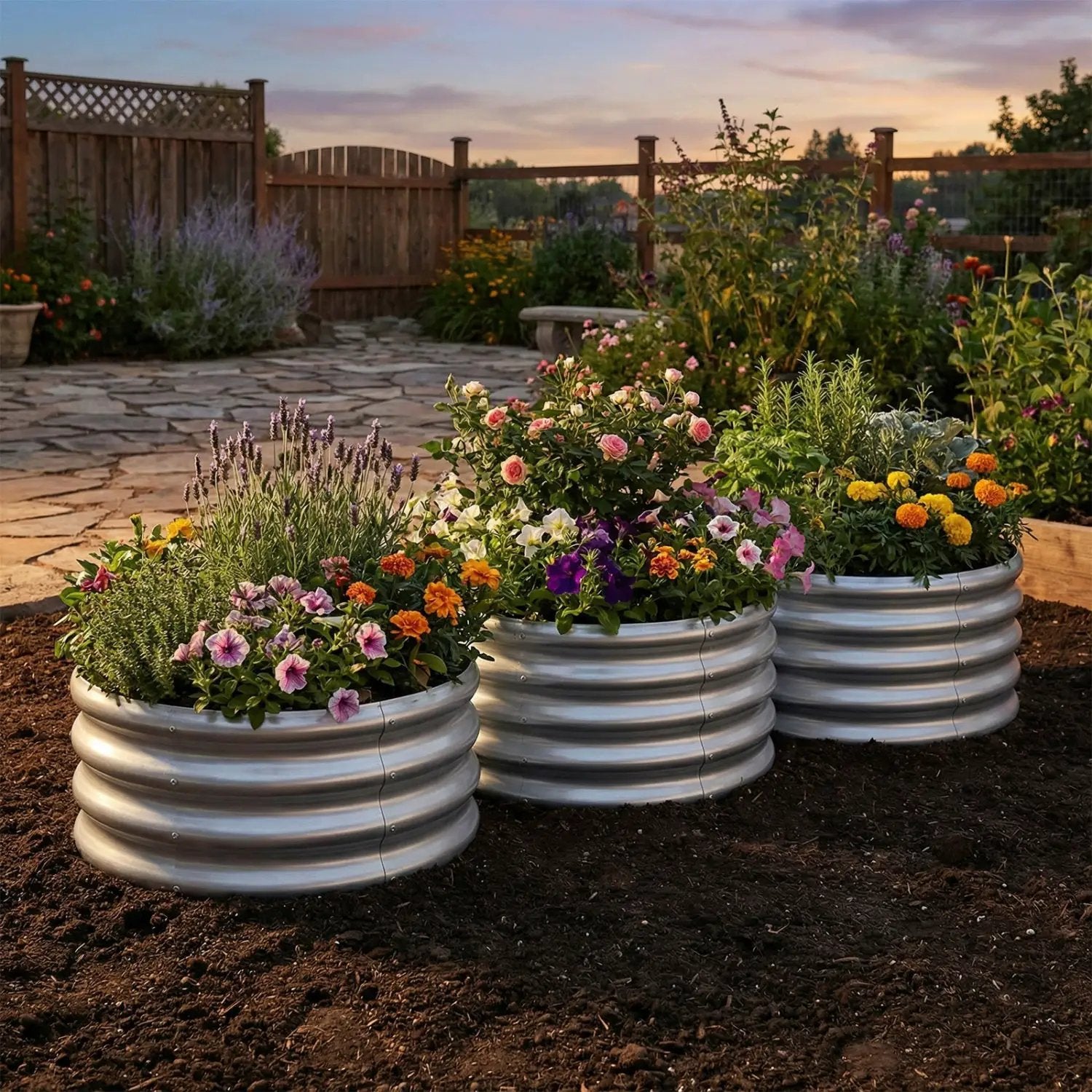 Round Galvanized Raised Garden Bed with Open-Ended Base by DirectDeals