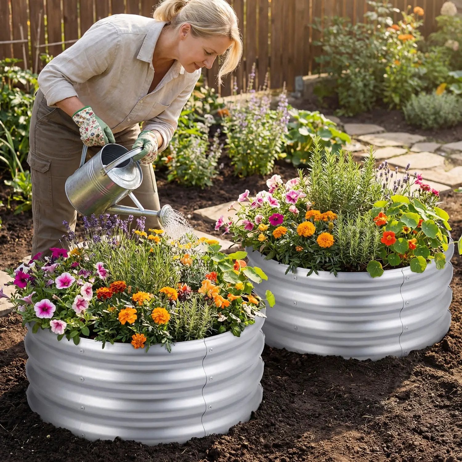 Round Galvanized Raised Garden Bed with Open-Ended Base by DirectDeals