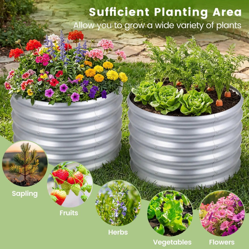 Round Galvanized Raised Garden Bed with Open-Ended Base by DirectDeals