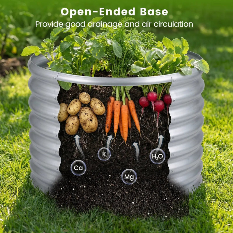Round Galvanized Raised Garden Bed with Open-Ended Base by DirectDeals